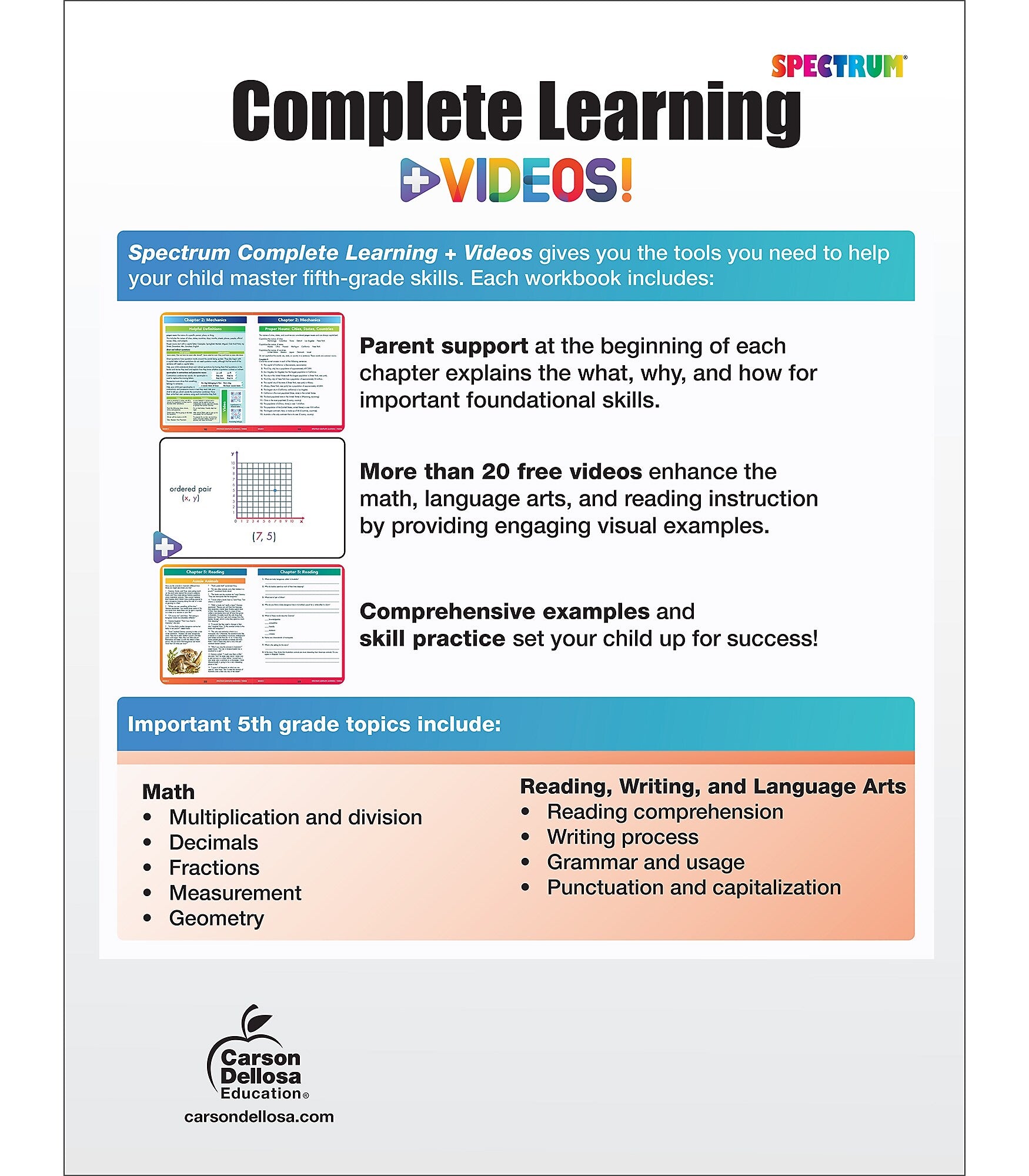 Spectrum Spectrum Paperback Workbook Complete Learning + Videos  (705430)