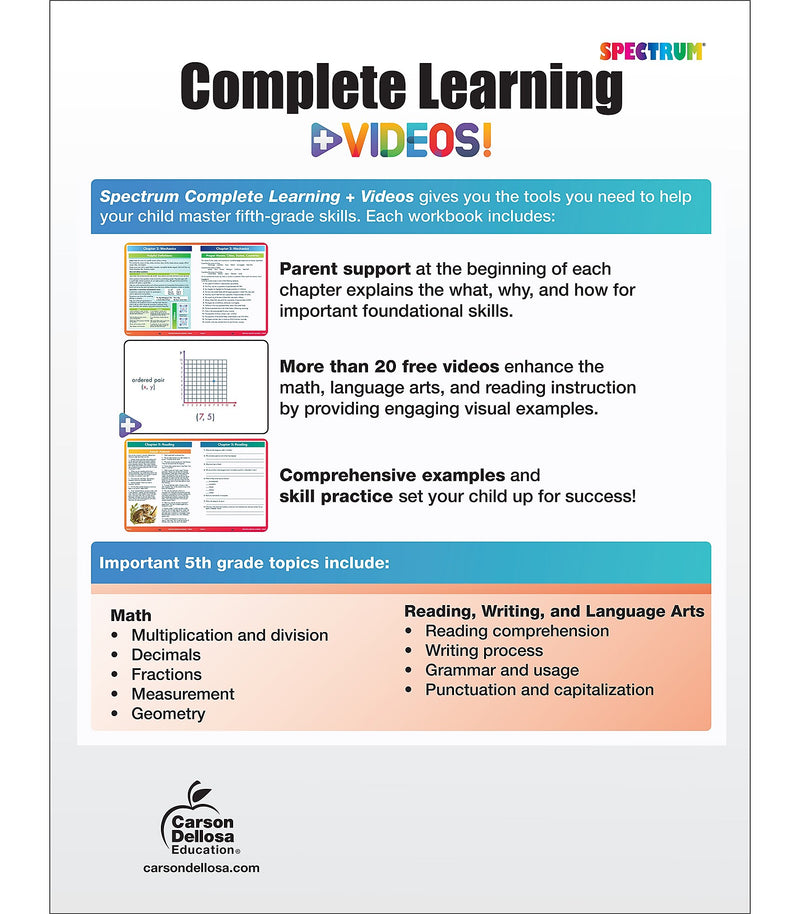 Spectrum Spectrum Paperback Workbook Complete Learning + Videos  (705430)