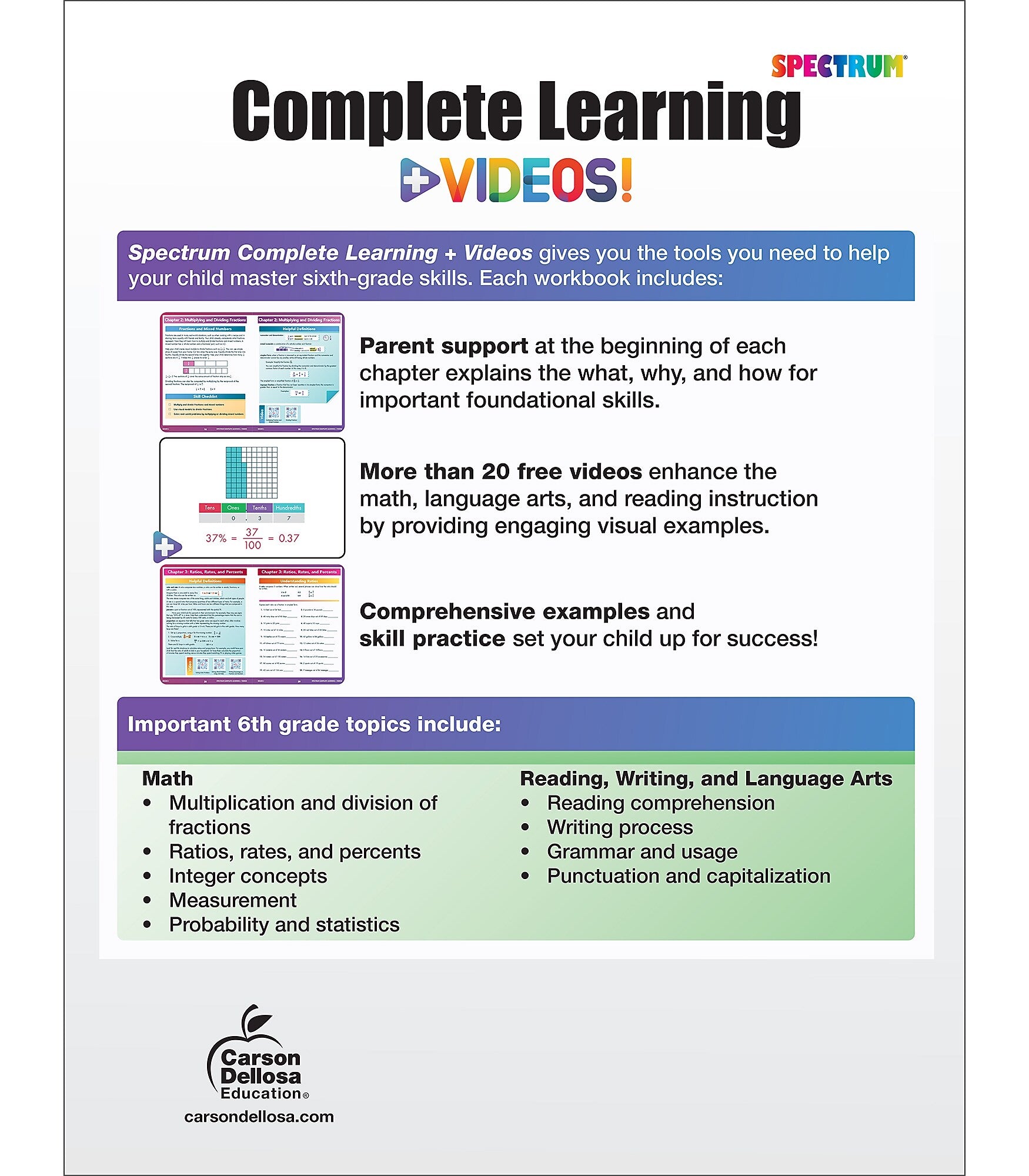 Spectrum Spectrum Paperback Workbook Complete Learning + Videos  (705431)
