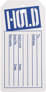 Nahanco 2 3/8" Hold Tag, Blue/White, 1000/Box (HOLD)