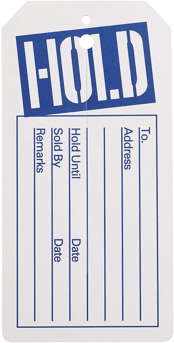 Nahanco 2 3/8" Hold Tag, Blue/White, 1000/Box (HOLD)