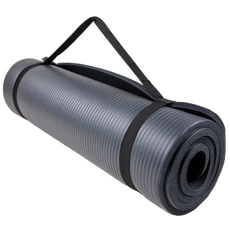 GoFit Fitness Mat with Carrying Strap, Gray (GF-FTMAT)