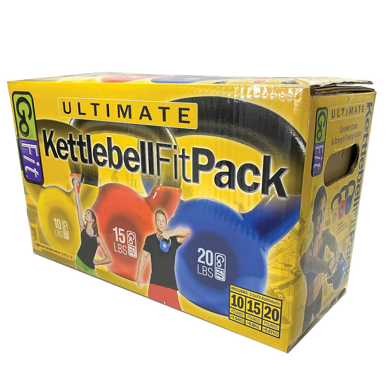 GoFit Ultimate Kettlebell Fit Pack, Multicolored, 3/Pack (GF-KBK3N)