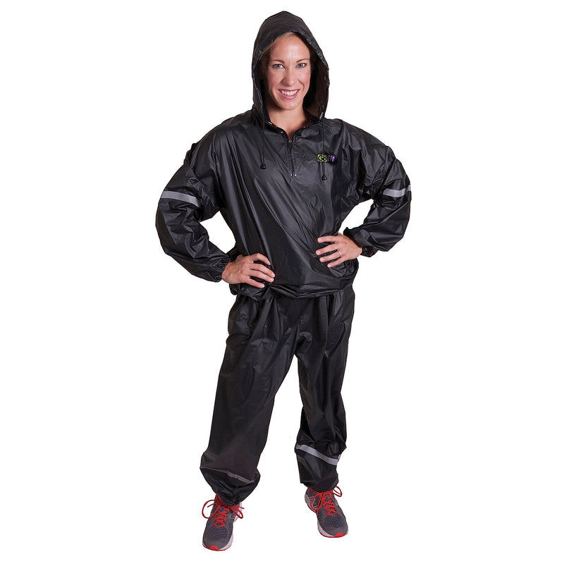 Gofit Black 2-Piece Hooded Sweat Suit, Large/XL (GF-TTH-L/XL)