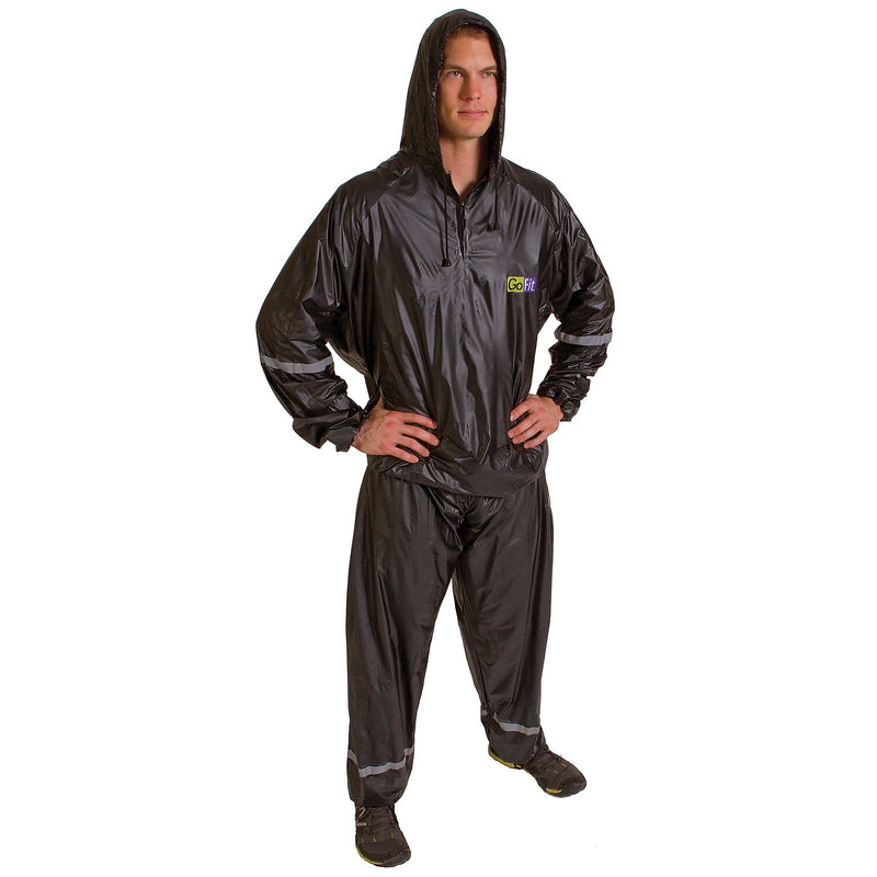 Gofit Black 2-Piece Hooded Sweat Suit, Large/XL (GF-TTH-L/XL)