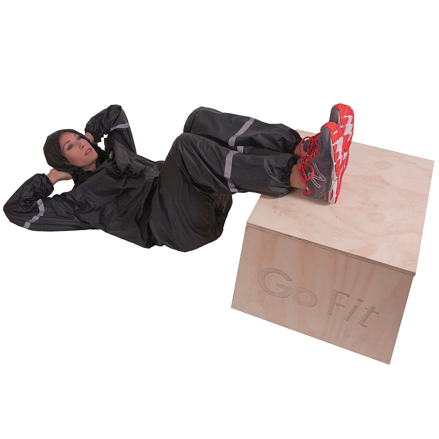 Gofit Black 2-Piece Hooded Sweat Suit, Large/XL (GF-TTH-L/XL)