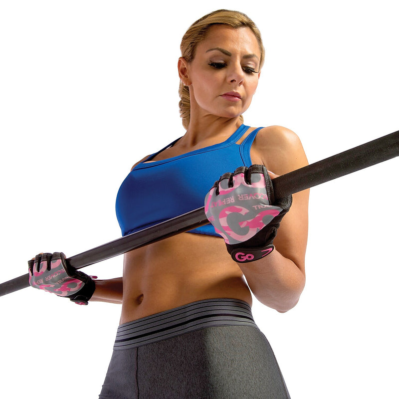 Gofit Large Weightlifting Gloves, Pink Camo (GF-WLG-L/PC)