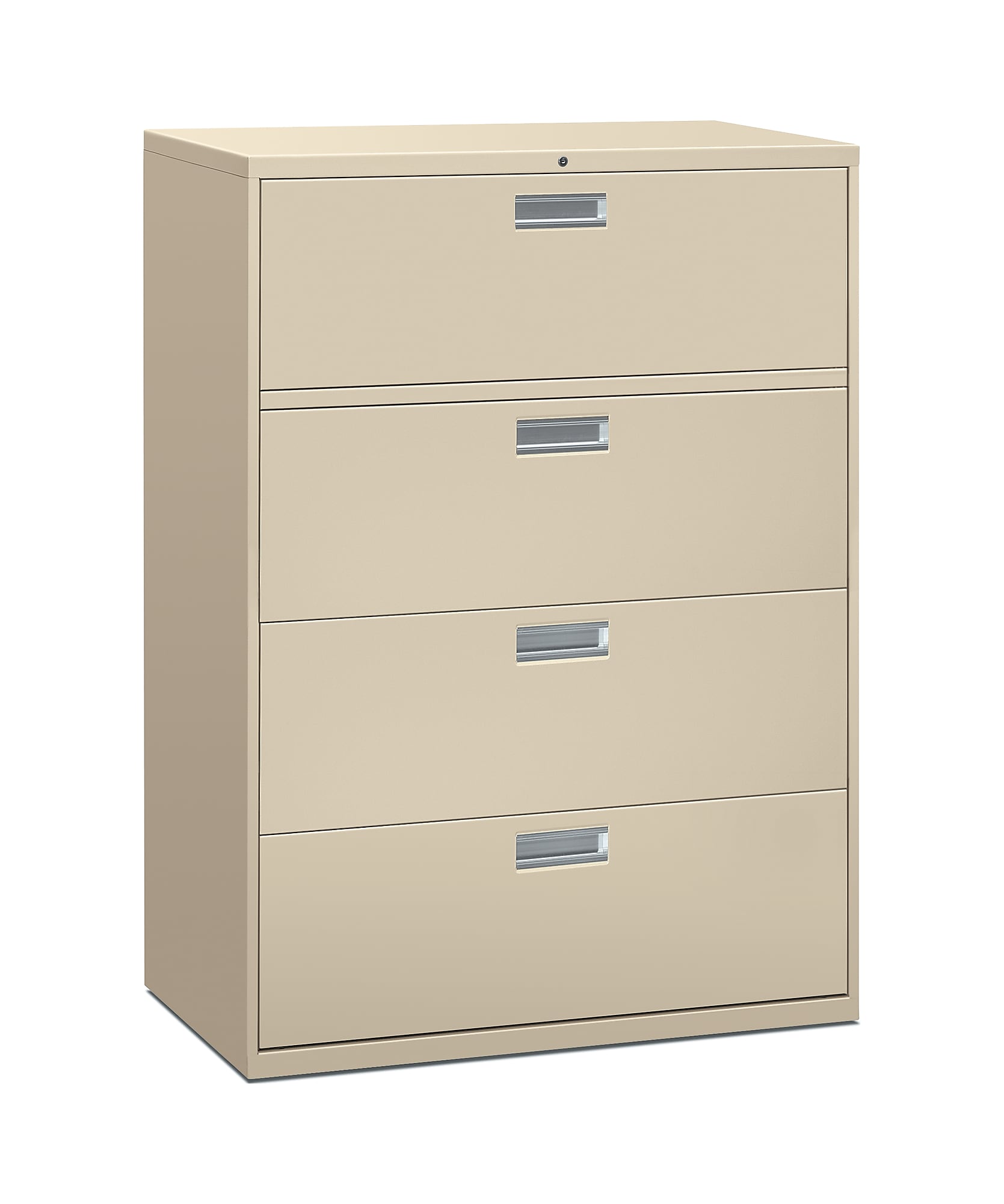 HON Brigade 600 Series 4-Drawer Lateral File Cabinet, Locking, Letter/Legal, Putty/Beige, 42"W (HON694LL)