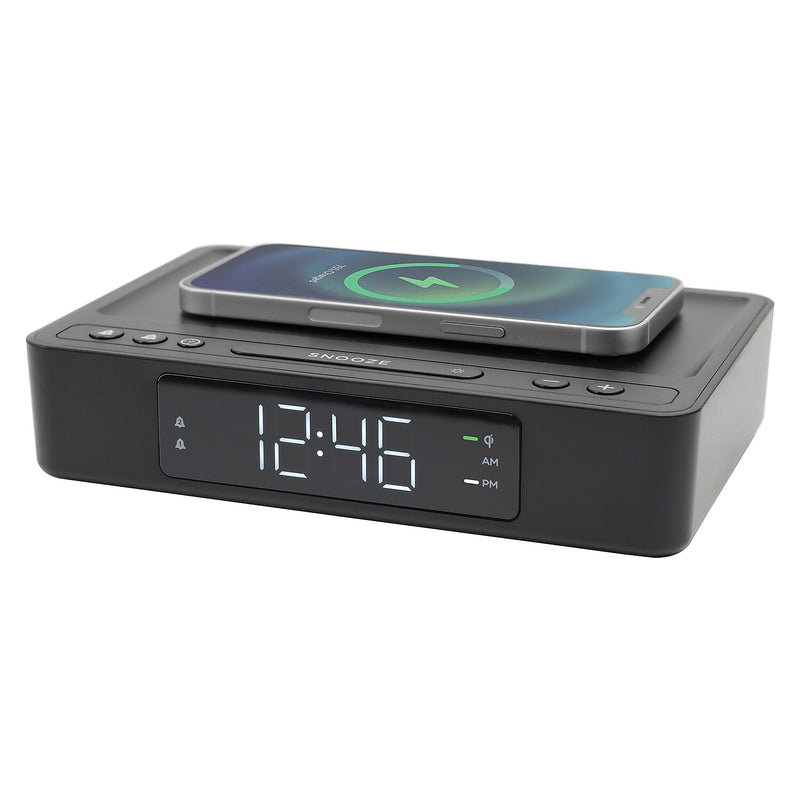 Lumoday USB Alarm Clock with Wireless Charging, Plastic (LMD80)