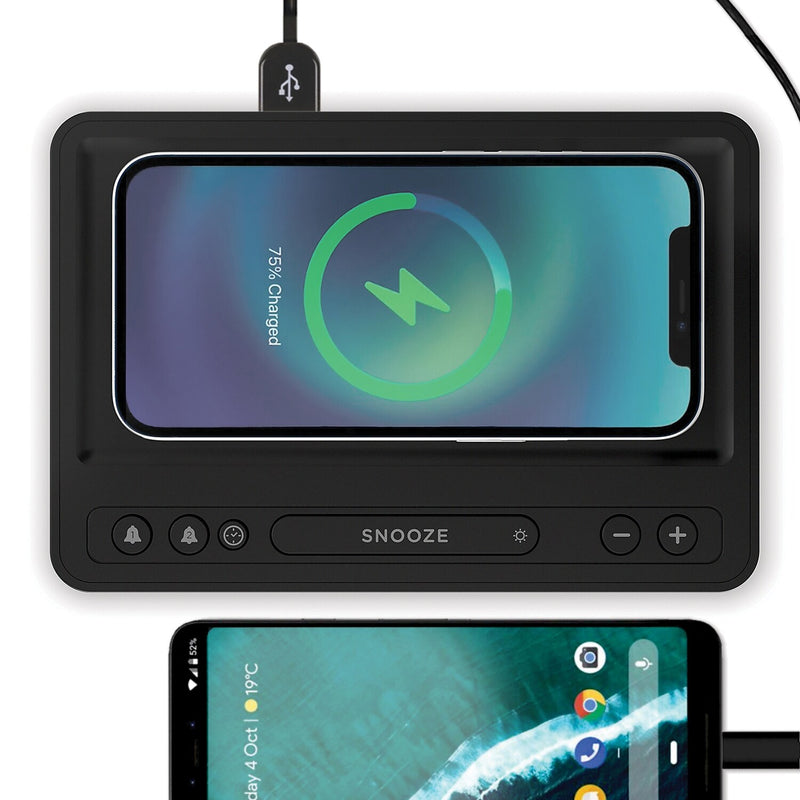 Lumoday USB Alarm Clock with Wireless Charging, Plastic (LMD80)