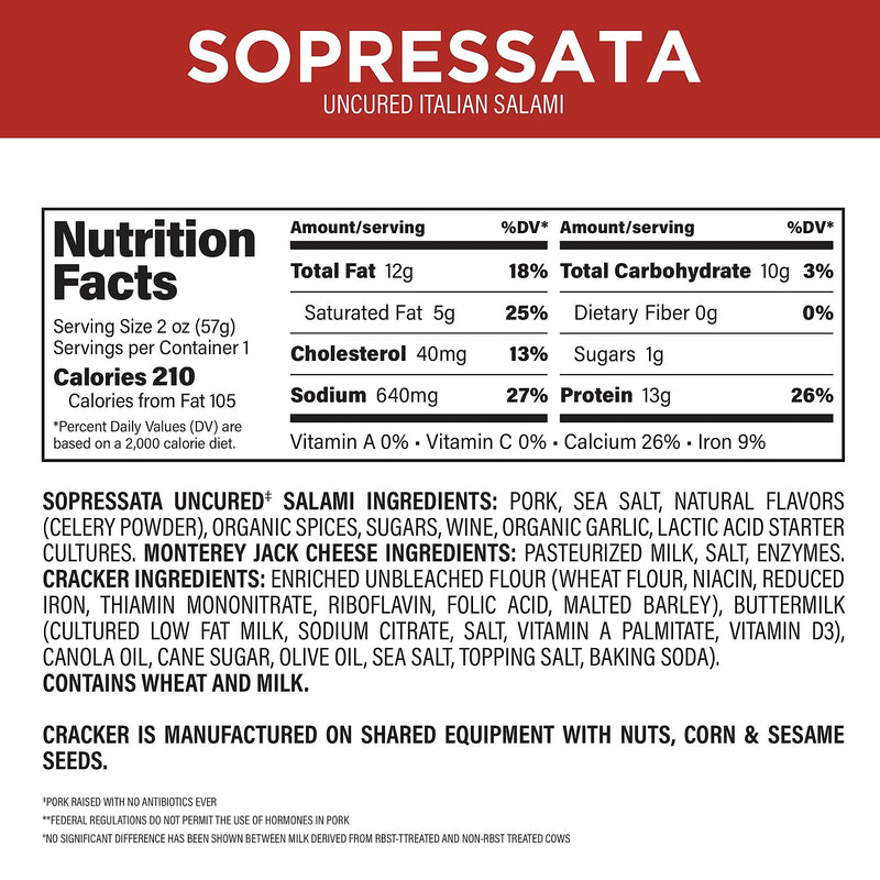 Creminelli Sopressata, Monterey Jack Cheese, Crackers, 0.5, 4/Pack (220-02085)