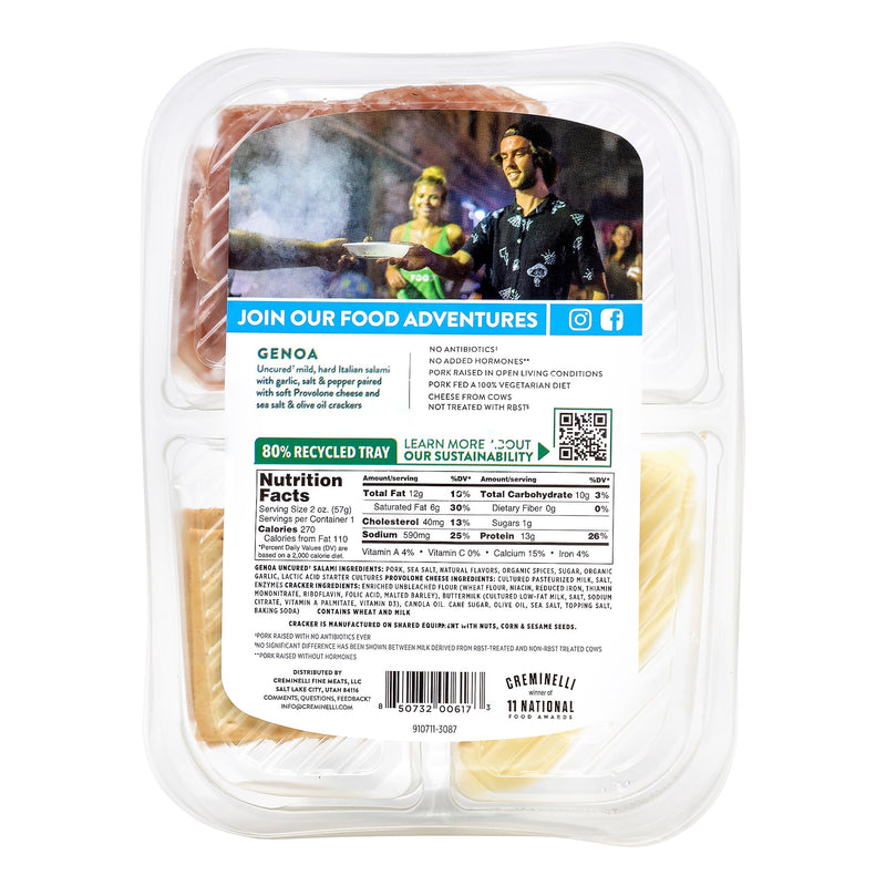 Creminelli Genoa, Provolone Cheese, Crackers, 0.5, 4/Pack (220-02086)