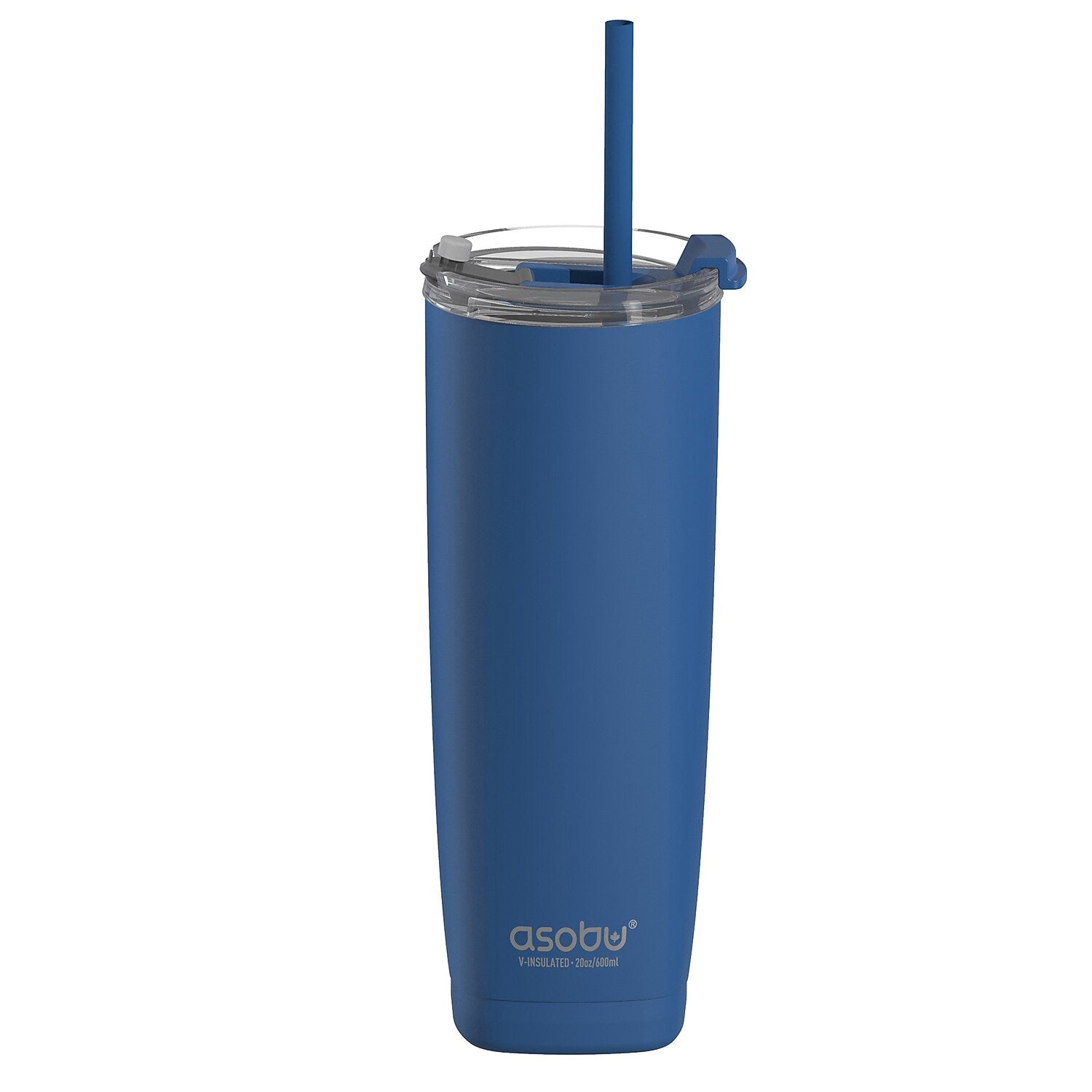 ASOBU 20-Ounce Aquilina Double-Wall-Insulated Stainless Steel Tumbler with Straw, Blue (NA-BF23B)