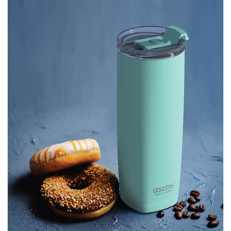 ASOBU 20-Ounce Aquilina Double-Wall-Insulated Stainless Steel Tumbler with Straw, Mint Green (NA-BF23MINT)