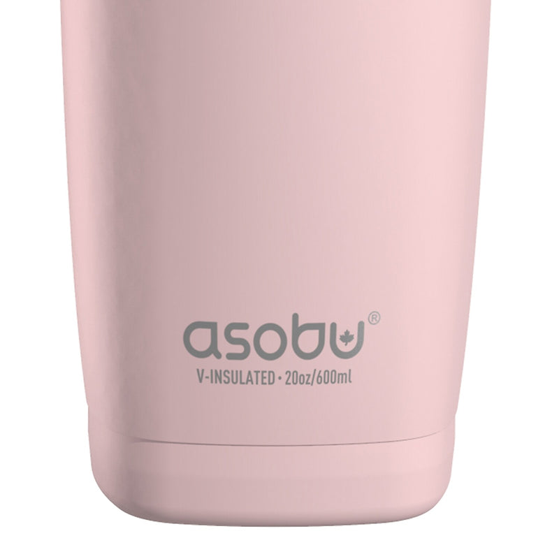 ASOBU 20-Ounce Aquilina Double-Wall-Insulated Stainless Steel Tumbler with Straw, Pink (NA-BF23P)