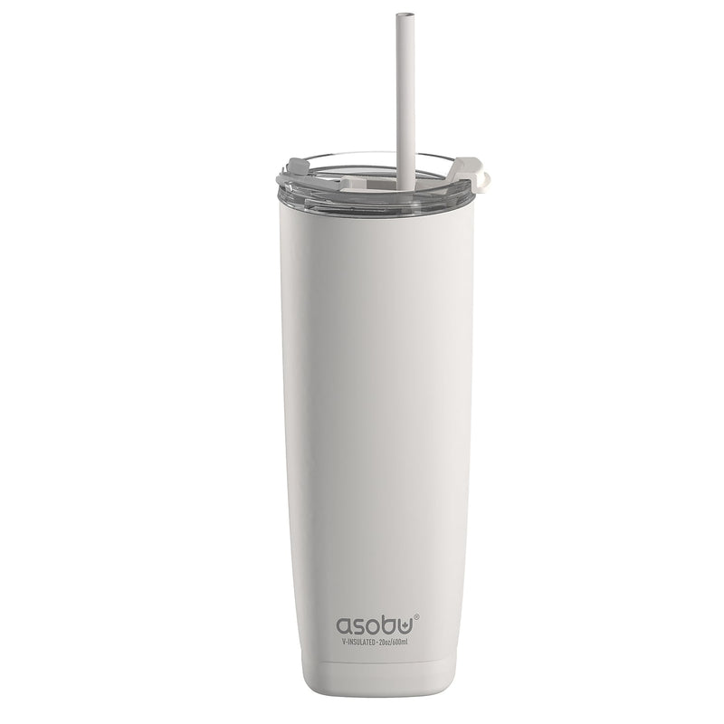 ASOBU 20-Ounce Aquilina Double-Wall-Insulated Stainless Steel Tumbler, White (NA-BF23W)