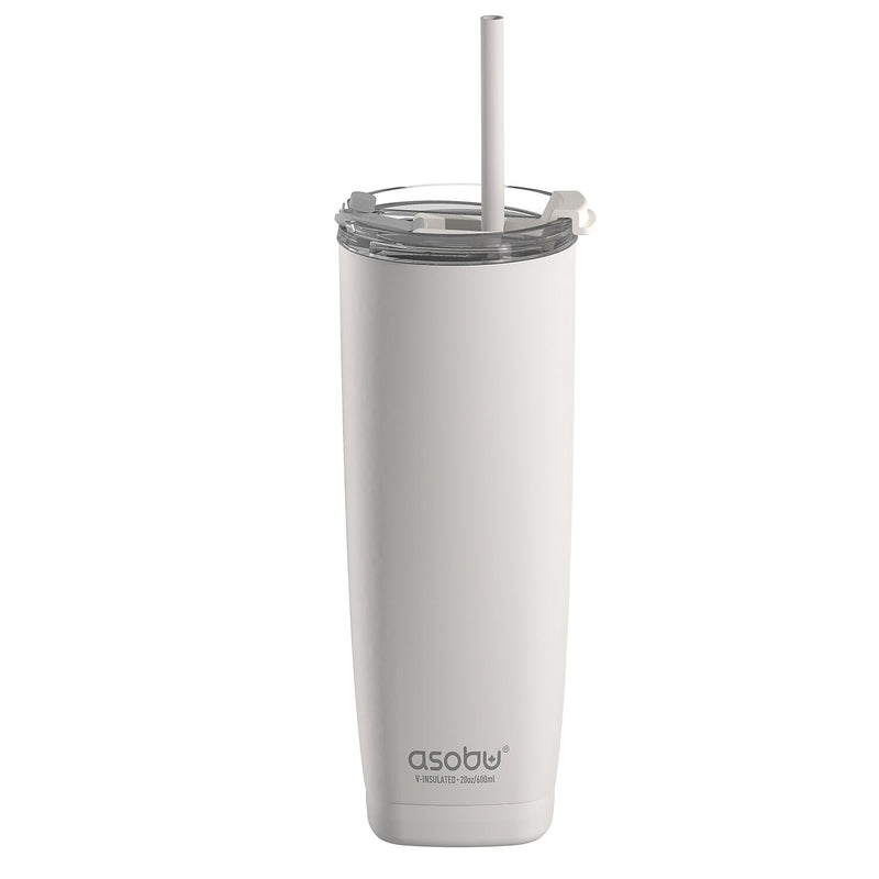 ASOBU 20-Ounce Aquilina Double-Wall-Insulated Stainless Steel Tumbler, White (NA-BF23W)