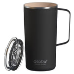 ASOBU Stainless Steel Double Wall Insulated Travel Mug, 20 oz., Black (ADNANASM90BK)
