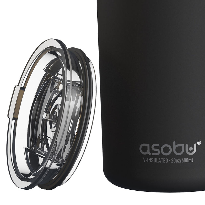 ASOBU Stainless Steel Double Wall Insulated Travel Mug, 20 oz., Black (ADNANASM90BK)