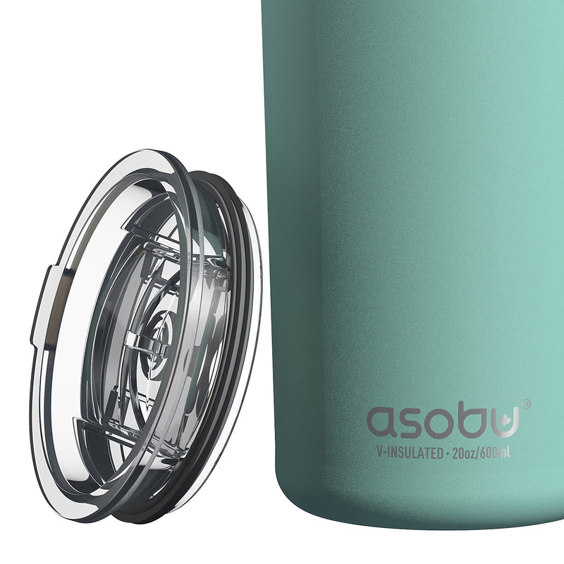 ASOBU Stainless Steel Double Wall Insulated Travel Mug, 20 oz., Mint (ADNANASM90MINT)