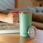 ASOBU Stainless Steel Double Wall Insulated Travel Mug, 20 oz., Mint (ADNANASM90MINT)