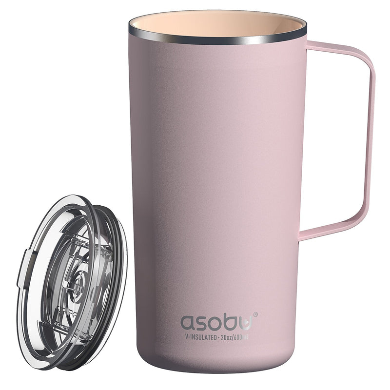 ASOBU Stainless Steel Double Wall Insulated Travel Mug, 20 oz., Pink (ADNANASM90P)