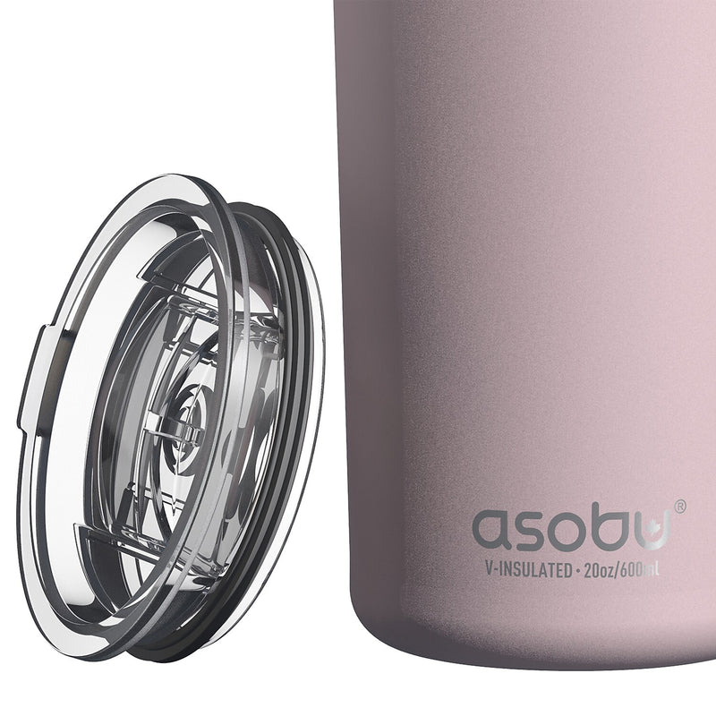ASOBU Stainless Steel Double Wall Insulated Travel Mug, 20 oz., Pink (ADNANASM90P)