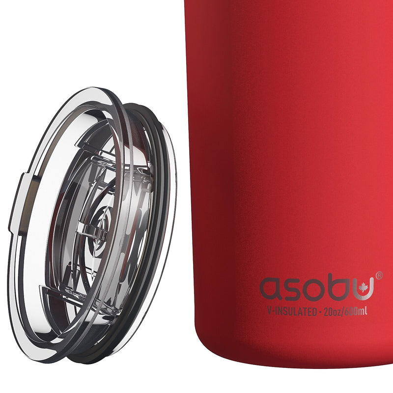 ASOBU Stainless Steel Double Wall Insulated Travel Mug, 20 oz., Red (ADNANASM90R)