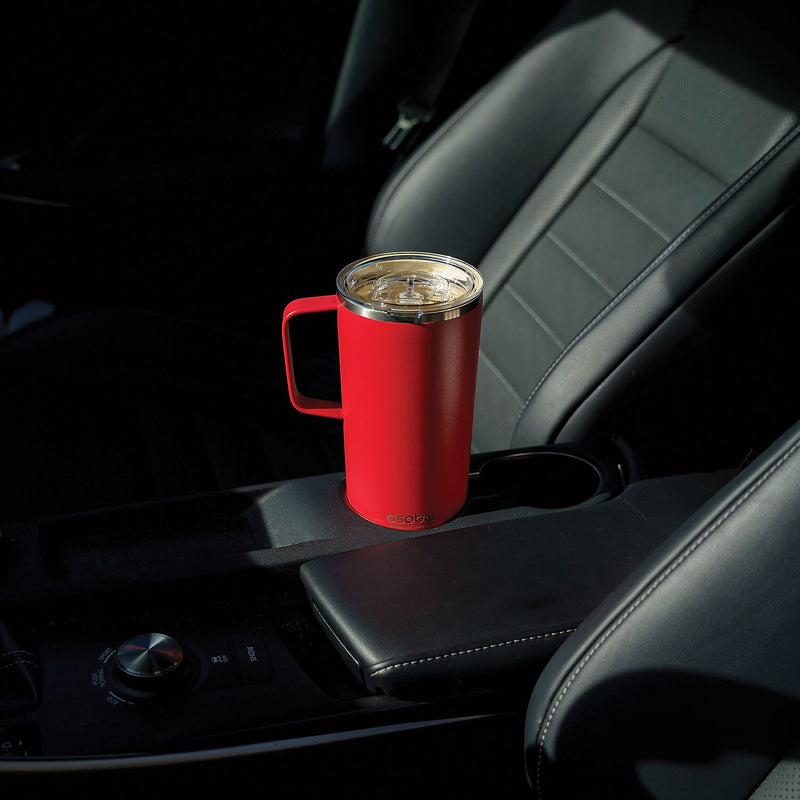 ASOBU Stainless Steel Double Wall Insulated Travel Mug, 20 oz., Red (ADNANASM90R)
