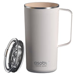 ASOBU Stainless Steel Double Wall Insulated Travel Mug, 20 oz., White (ADNANASM90W)