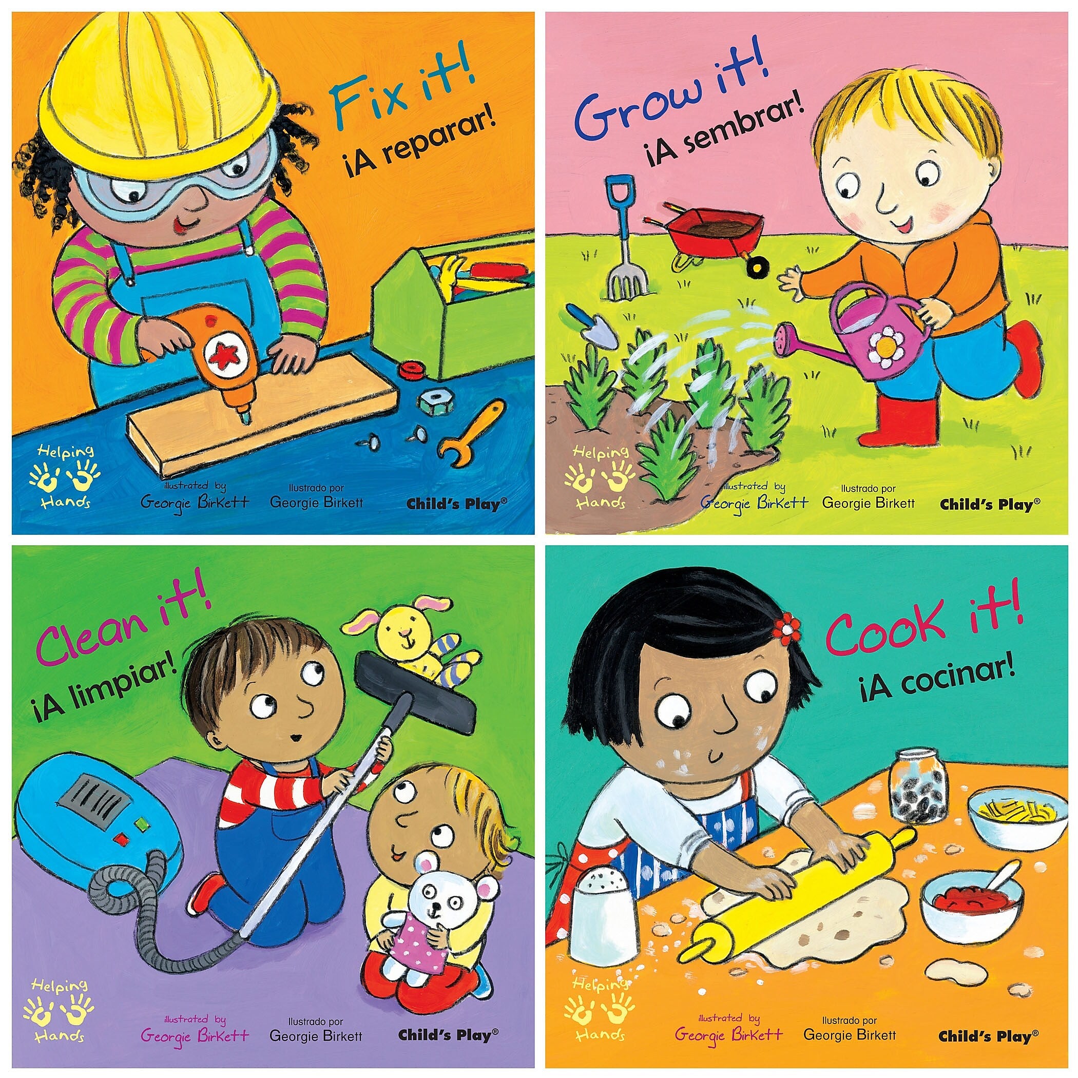 Child's Play Helping Hands/Manos Amigas Bilingual Books, Set of 4 (CPYCPHH)