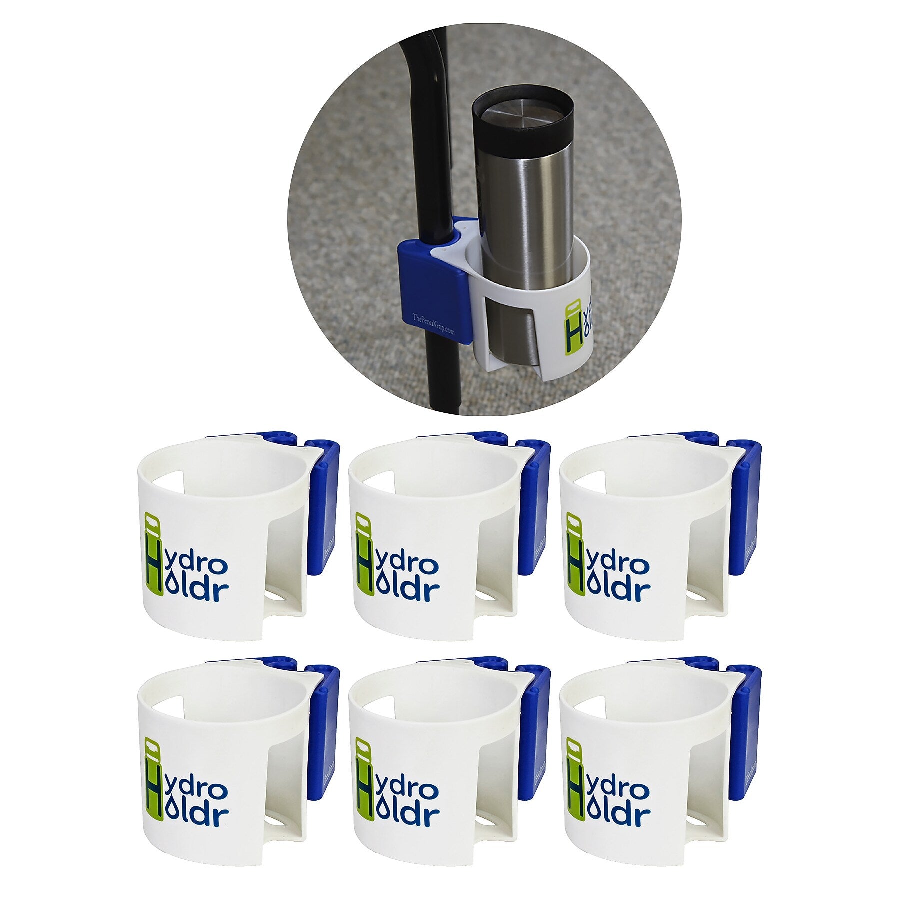 The Pencil Grip Hydro Holdr Clip-On Bottle Holder, White/Blue, 6/Pack (TPG82006)