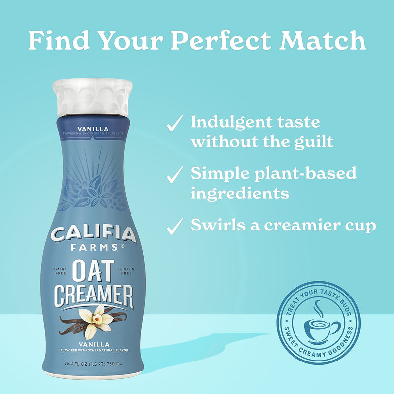 Califia Farms Vanilla Oat Milk Liquid Creamer, 25.4 oz., 2/Pack (600-00278)