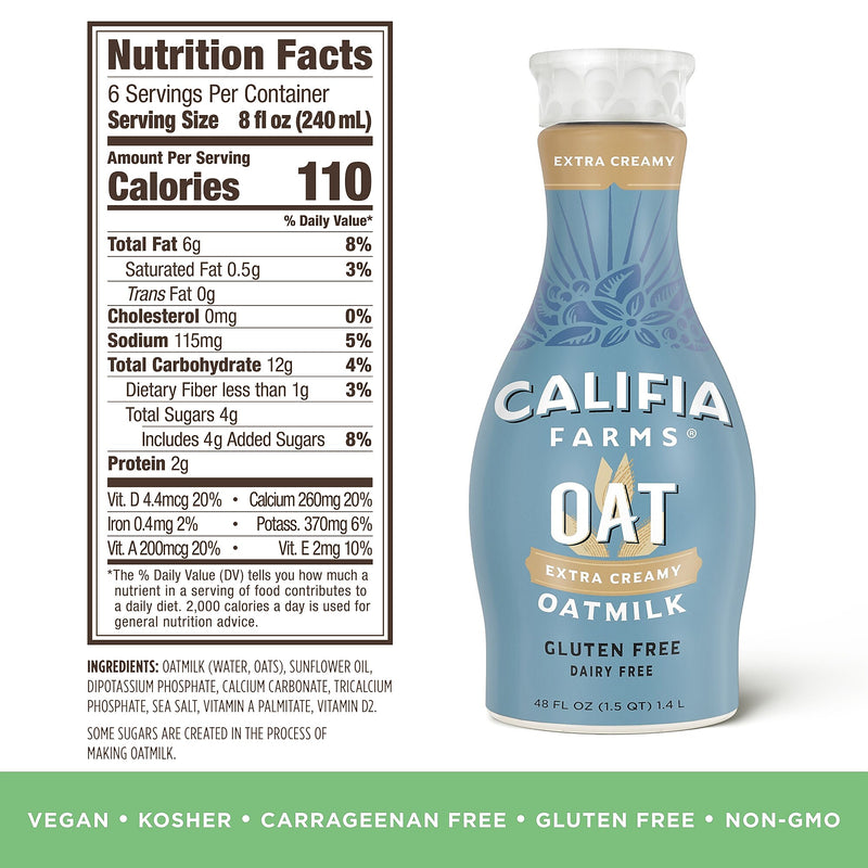 Califia Farms Extra Creamy Oatmilk, 48 oz., 2/Pack (600-00283)