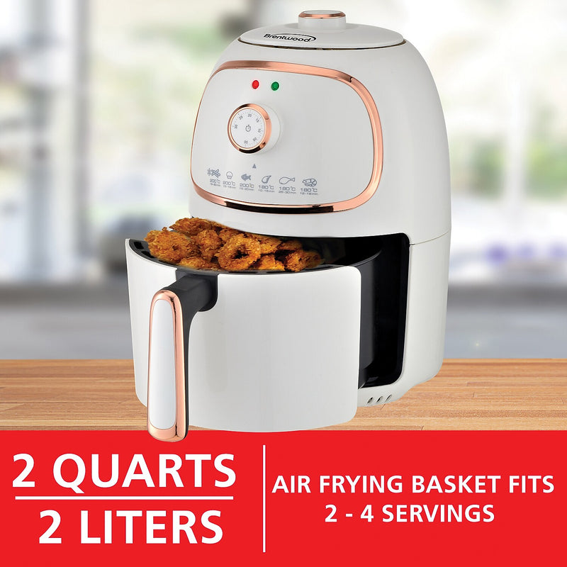 Brentwood 2-Qt. 1,200-Watt Electric Air Fryer with Timer and Temperature Control (White), (AF-202W)