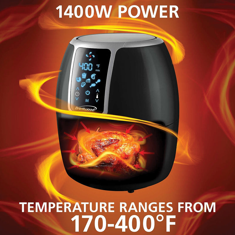 Brentwood 4-Qt. 1,400-Watt Electric Digital Air Fryer, (AF-400DBK)