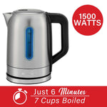 Brentwood Cordless Digital Stainless Steel Kettle with 5 Temperature Presets & Swivel Base, 1.79-Qt., (KT-1796DS)