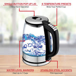 Brentwood Stainless Steel Cordless Glass Electric Kettle, 7-Cups (KT-1982DBK)