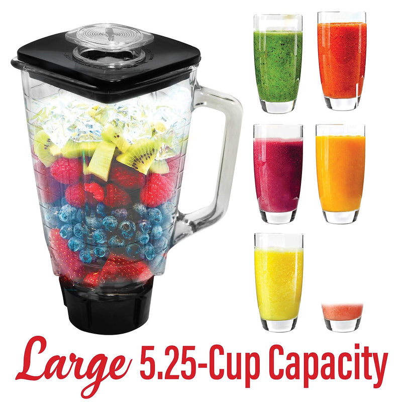 Brentwood 42-Oz. Blender Glass Jar Replacement, Black (P-OST722)