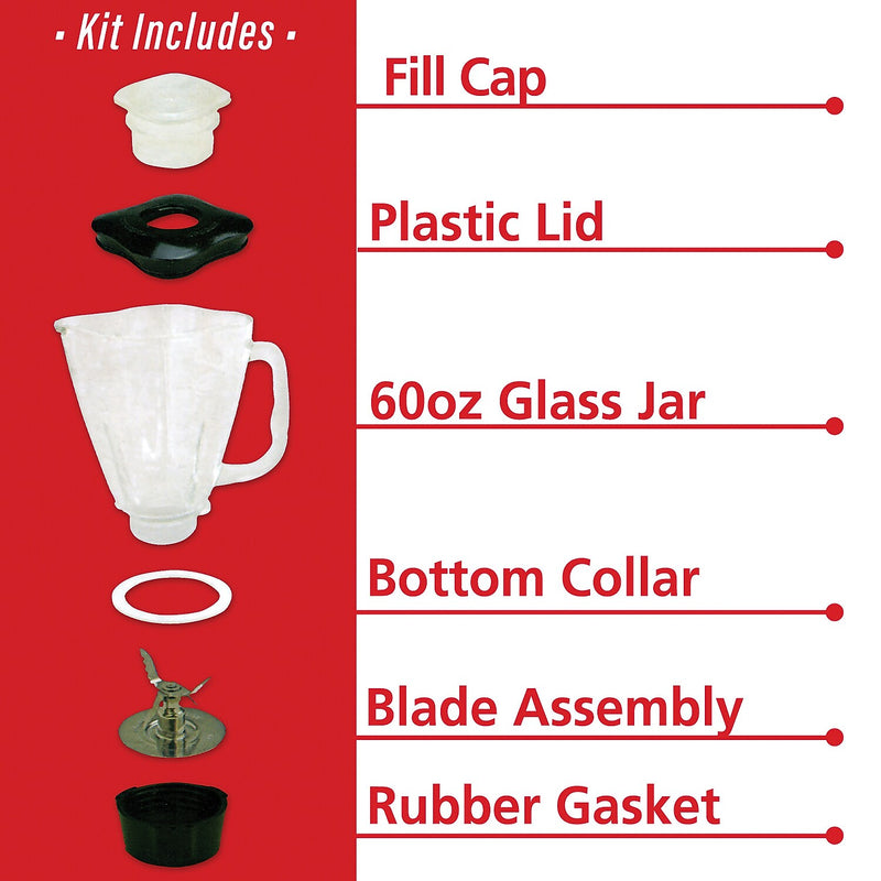Brentwood 60-Oz. Blender Glass Jar Replacement, Black (P-OST723)