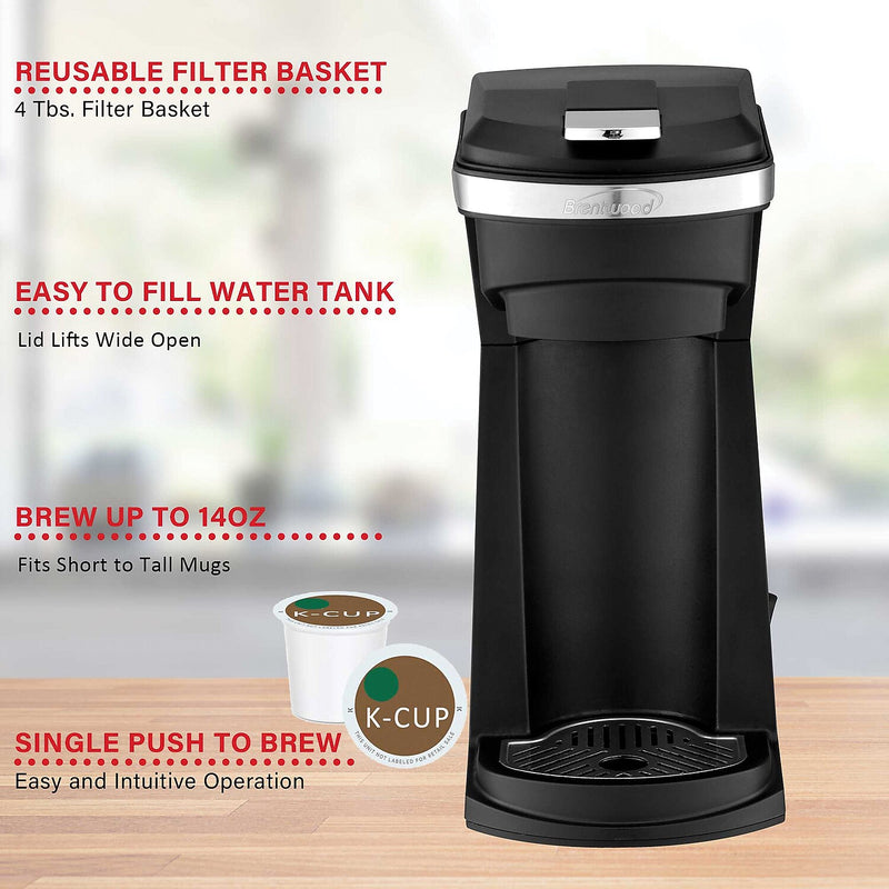 Brentwood Single-Serve Coffee Maker, Black (TS-1101BK)