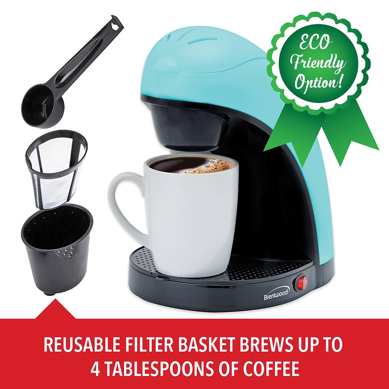 Brentwood Single-Serve Coffee Maker with Mug, Blue (TS-112BL)