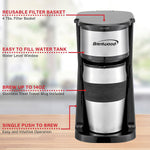 Brentwood Portable Single-Serve Coffee Maker with 14-Oz. Travel Mug, Black (TS-113BK)