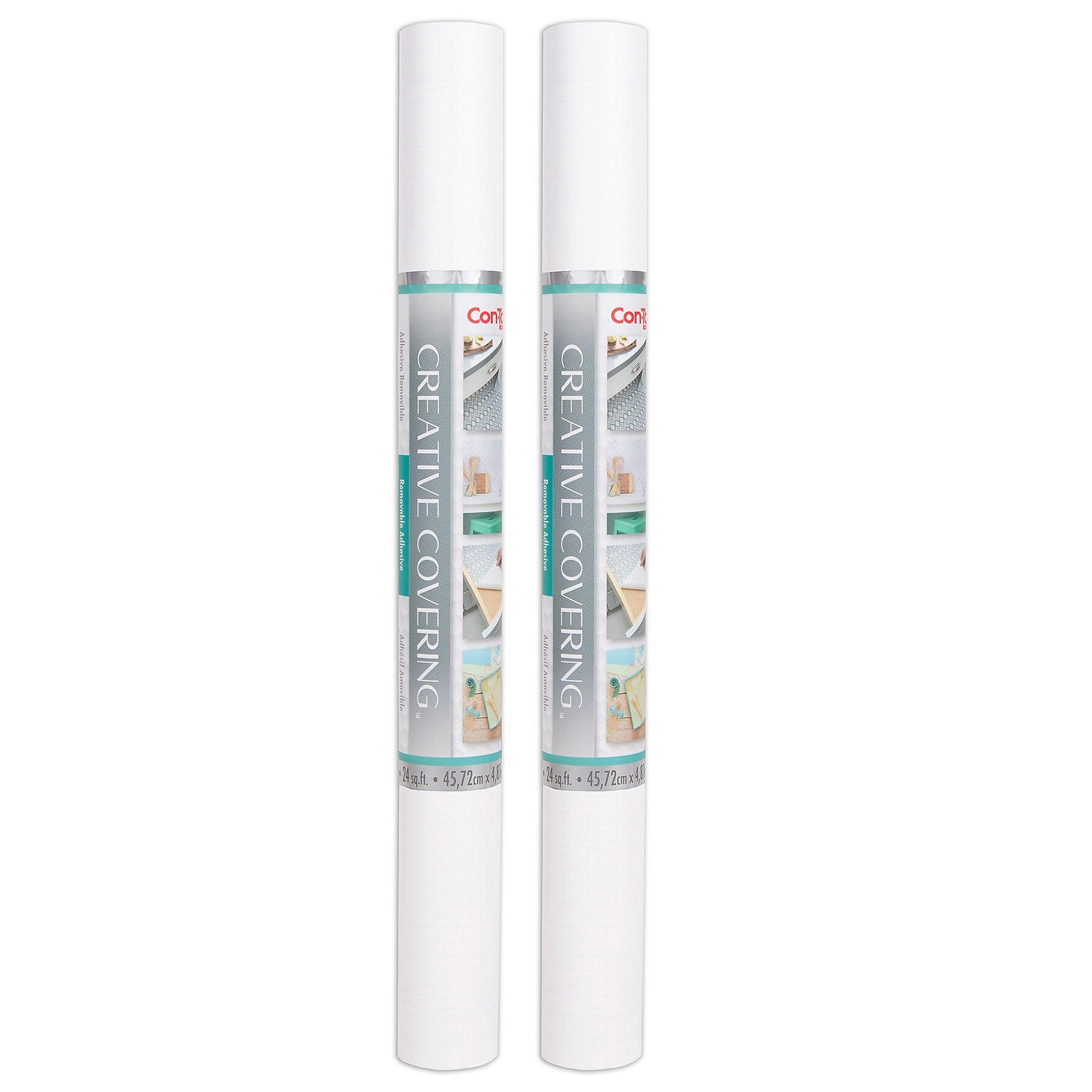 Con-Tact Creative Covering™ Adhesive Covering, 18" x 16' per roll, White, 2 Rolls (KIT16FC9A95206-2)