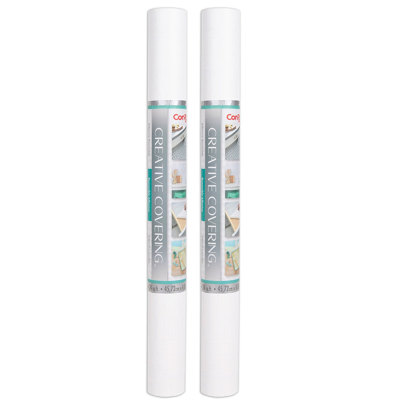 Con-Tact Creative Covering™ Adhesive Covering, 18" x 16' per roll, White, 2 Rolls (KIT16FC9A95206-2)