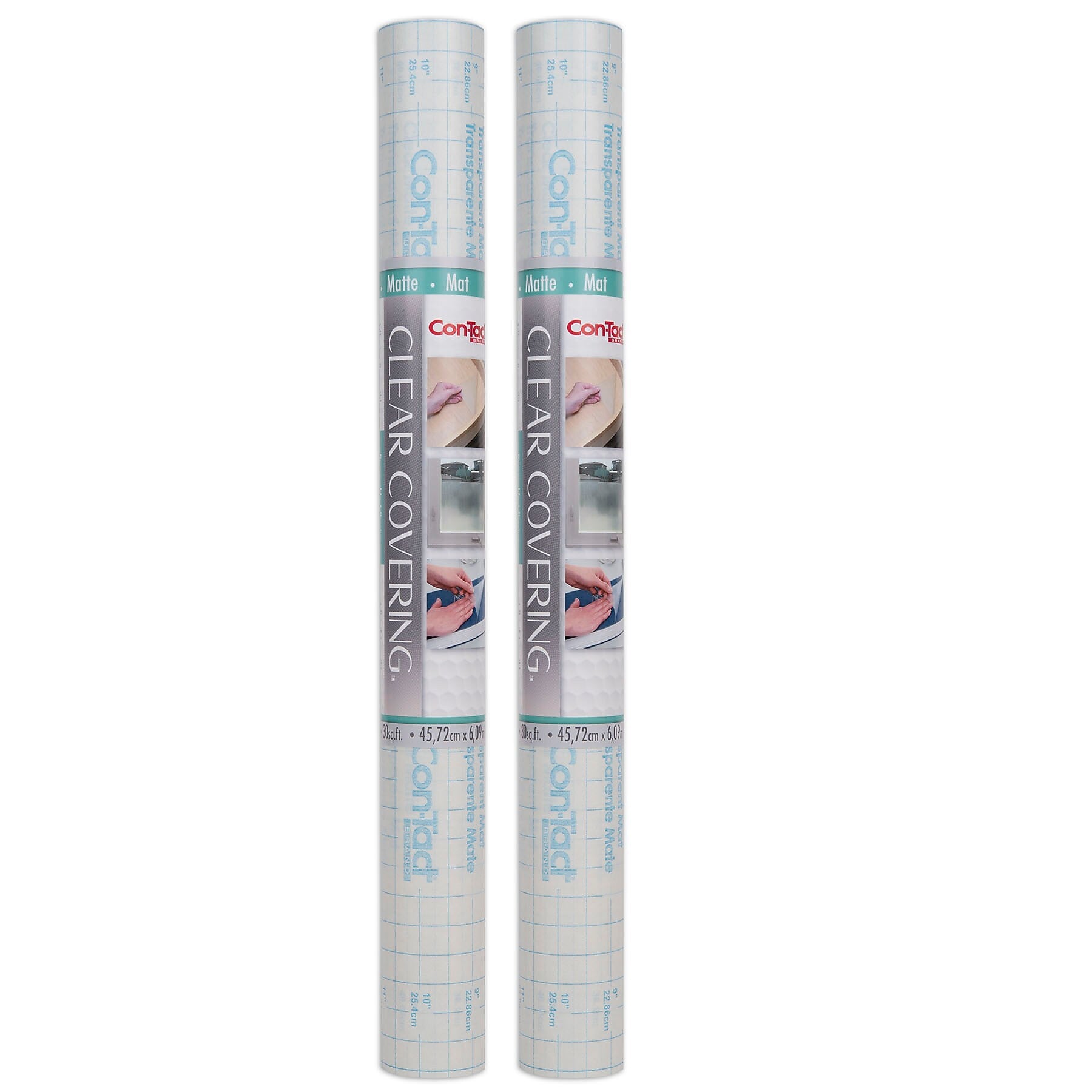 Con-Tact Creative Covering Adhesive Covering, 18" x 16', Clear Matte, 2 Rolls/Bundle (KIT16FC9AC1206-2)