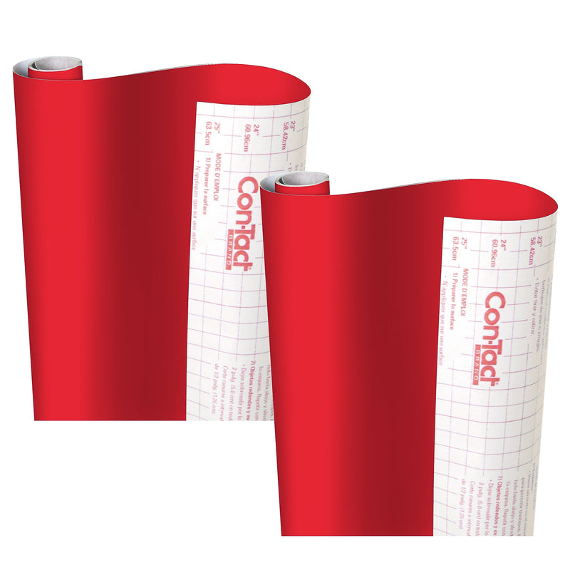 Con-Tact Creative Covering™ Adhesive Covering, 18" x 16', Red, 2 Rolls (KIT16FC9AH3206-2)