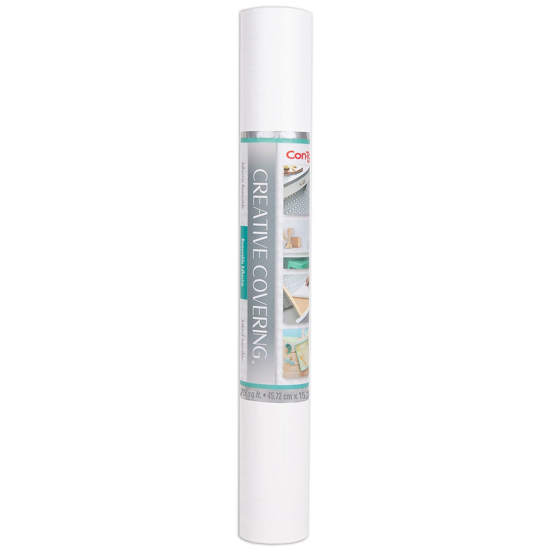 Con-Tact® Creative Covering™ Adhesive Covering, 18" x 50', White, 1 Roll (KIT50FC9A95606)
