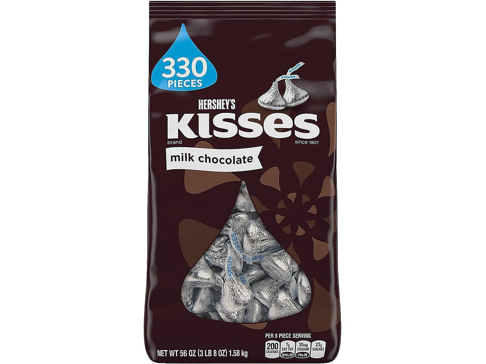 HERSHEY'S KISSES Milk Chocolate Pieces, 56 oz., 330/Bag (HEC12295)