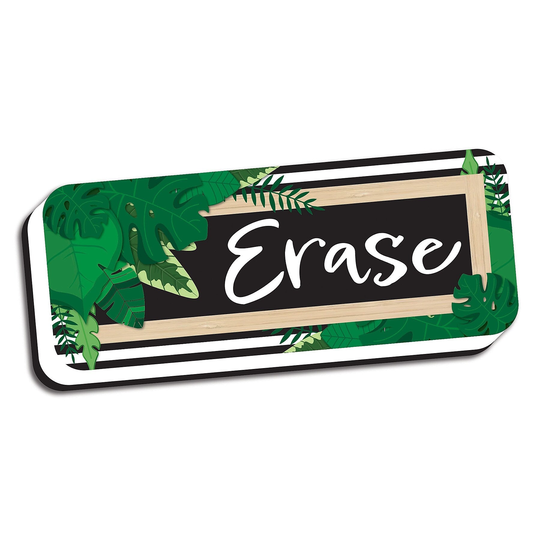 Ashley Productions Magnetic Whiteboard Eraser, Boho Style Leaves with Border, 2" x 5", Pack of 6